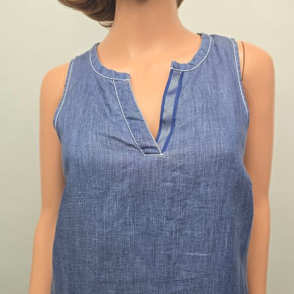 Tommy Bahama Seaglass Linen Sleeveless Shift Dress Women XS Dark Cobalt Blue - Picture 5 of 13